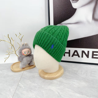 Ralph Lauren Hat Emerald Green Blue Pony Cable Rib Beanie