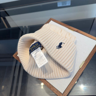 Ralph Lauren Hat Cream Cable-Knit Ribbed-Cuff Beanie