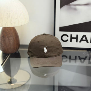 Ralph Lauren Hat Dark Walnut Brown Baseball Cap with White Pony Embroidery