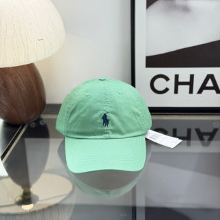 Ralph Lauren Hat Soft Aqua Green Baseball Cap with Navy Pony Embroidery