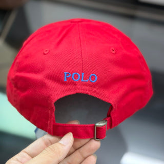 Ralph Lauren Hat True Red Baseball Cap with Royal Blue Pony Embroidery