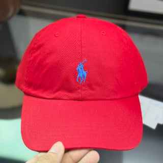 Ralph Lauren Hat True Red Baseball Cap with Royal Blue Pony Embroidery