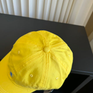 Ralph Lauren Hat Bright Yellow Blue Pony Relaxed Baseball Cap