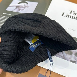 Ralph Lauren Hat Contrast Pony Ribbed Knit Beanie